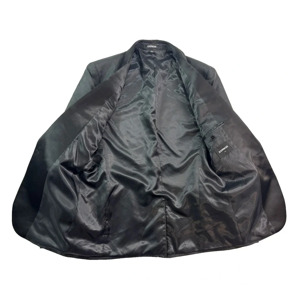 NEW Express 36R Slim Tuxedo Jacket tux‎ shawl satin diamond pattern formal black